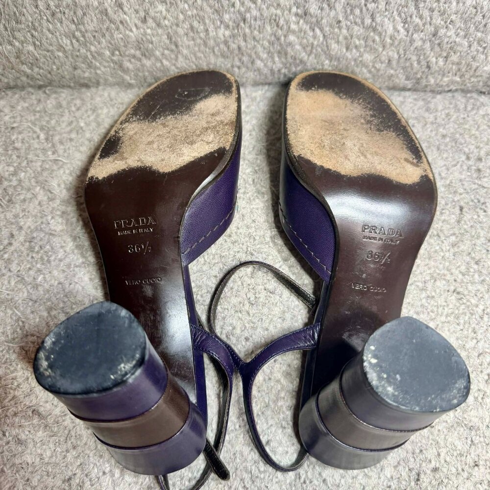 Vintage Prada Purple Brown Leather Mary Jane Heels 36.5 - Picture 9 of 9